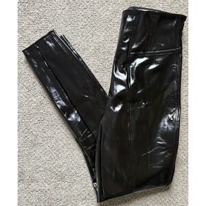 SPANX Women's Black FAUX LEATHER Leggings SMALL S/P Stretch High Waist Pull On